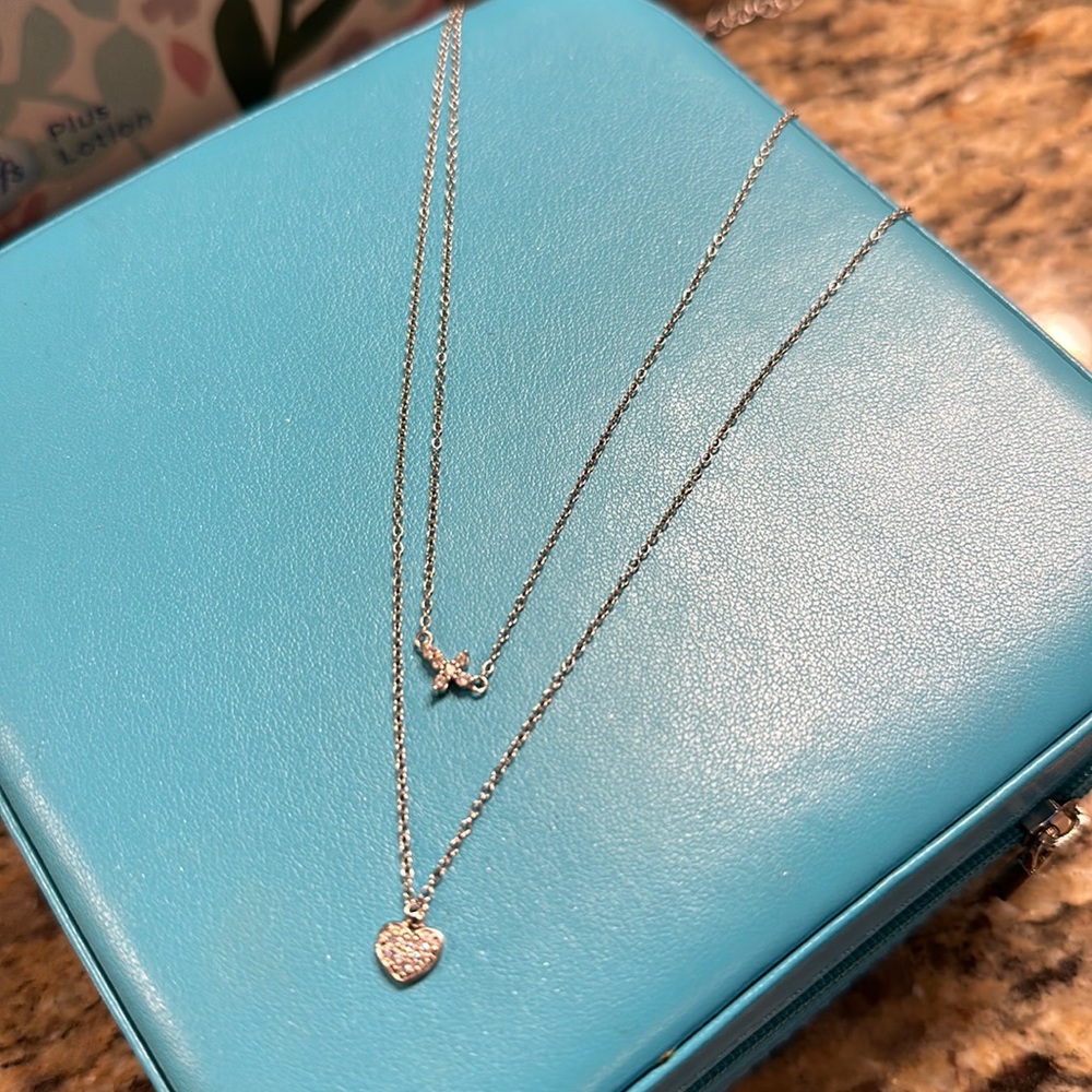 Layered Necklace with cross and heart